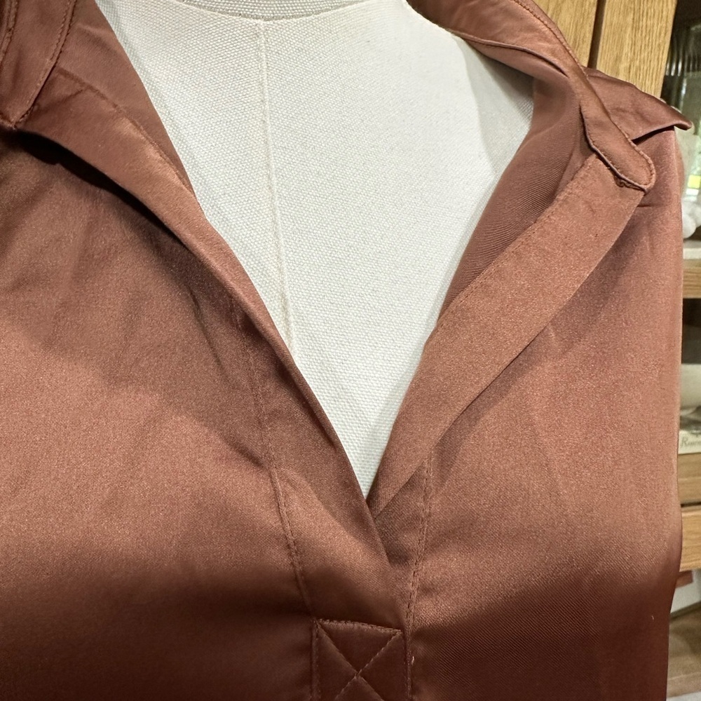 Pleione Silky Elegant Brown Women's Top size medium - Picture 2 of 5